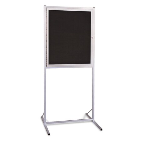 United Visual Products Sliding Door Indoor Enclosed Corkboard, 4 UV9025ACS4824-BLACK-AMETHY